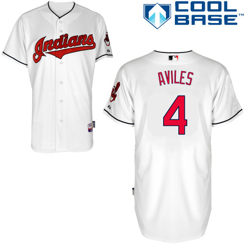 Mike Aviles #4 MLB Jersey-Cleveland Indians Men's Authentic Home White Cool Base Baseball Jersey